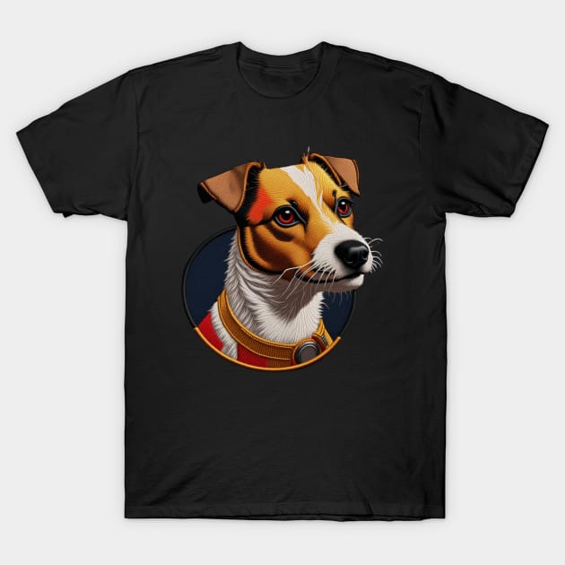 Super Jack Russell Embroidered Patch T-Shirt by Xie